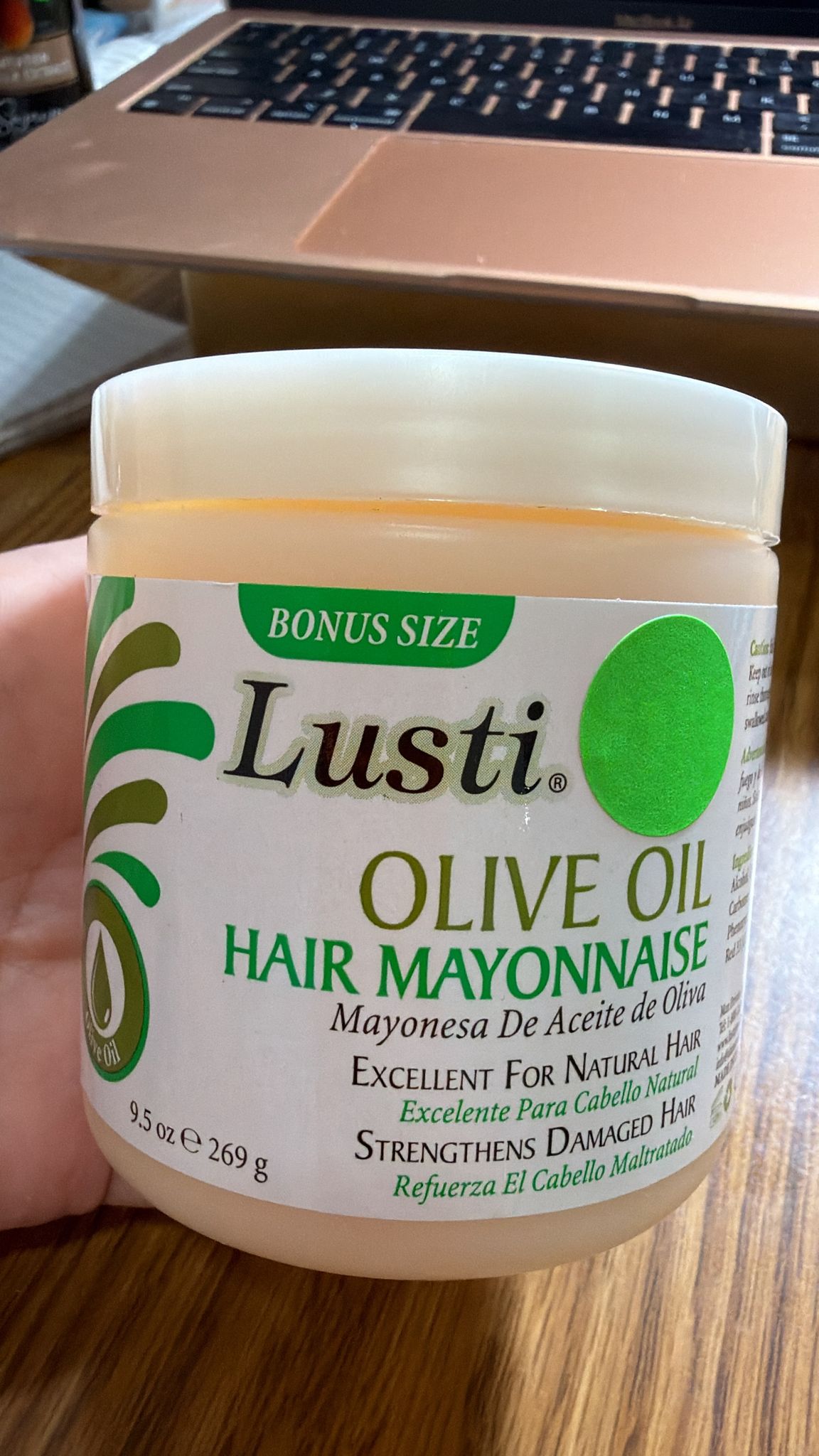 Tratamiento Capilar "Olive Oil Hair Mayonnaise" - Lusti® Mayonesa de Aceite de Oliva (269g)